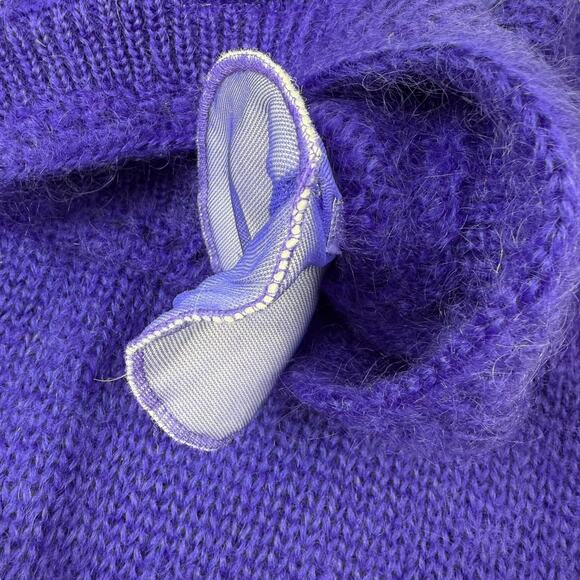80's purple mohair and wool blend crewneck sweater by RAFAELLA - Picture 3 of 16